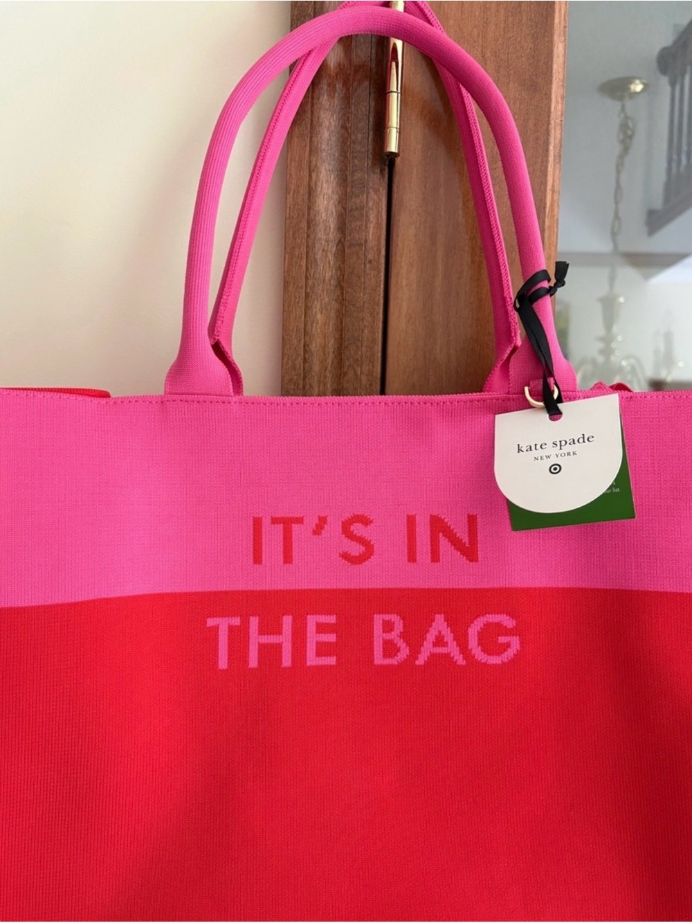 kate spade Two-Tone Pink & Red Canvas Tote - "It's In The Bag"